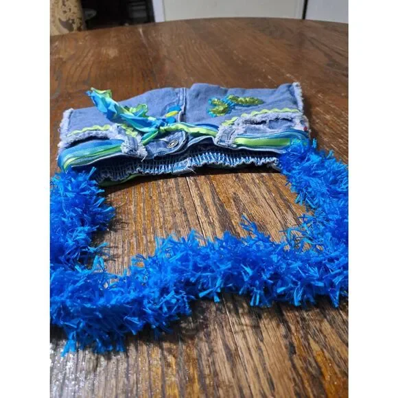 Vintage Handmade Booty Bag Upcycle Denim Jean Shorts Pants Handbag Purse Zana di - Picture 8 of 9